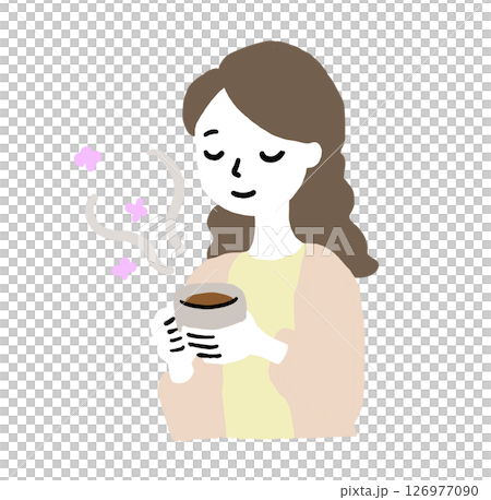 一個女人喝著茶，放鬆 126977090