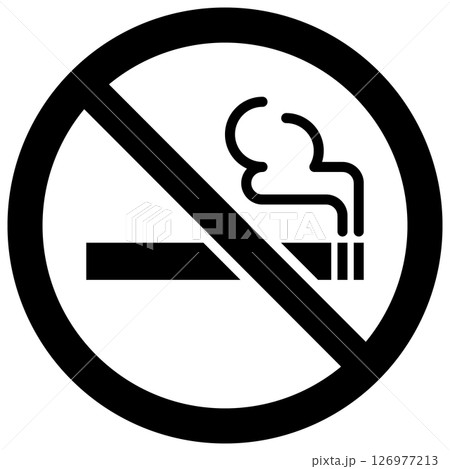 シンプルなタバコ禁止マーク 禁煙 モノクロ シンプルなタバコ禁止マーク 禁煙 モノクロ 126977213