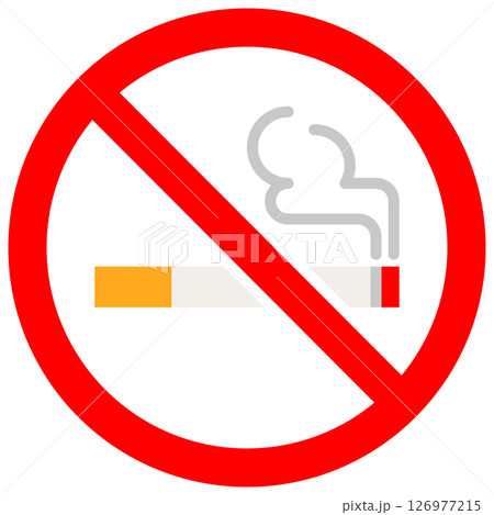 シンプルなタバコ禁止マーク 禁煙 カラー 126977215