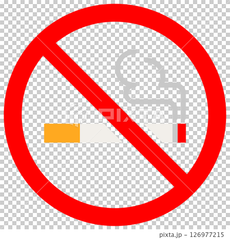 簡單的禁止吸煙標誌,禁止吸煙,顏色 簡單的禁止吸煙標誌,禁止吸煙,顏色 126977215
