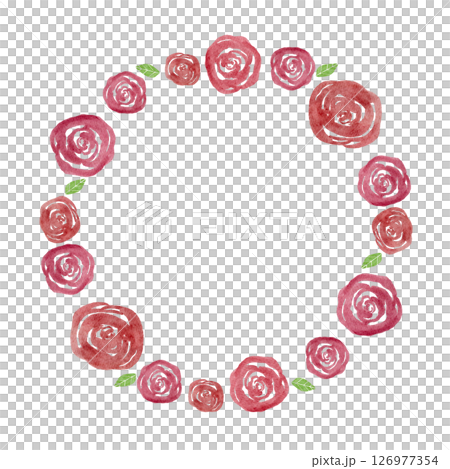 花玫瑰紅色水彩插圖框架 126977354
