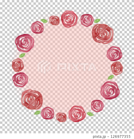 花　薔薇　赤　水彩　イラスト　フレーム 126977355