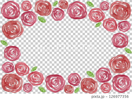 花玫瑰紅色水彩插圖框架 花玫瑰紅色水彩插圖框架 126977356