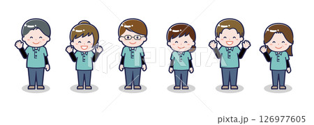 いろいろな人物セット_笑顔_児童支援員 126977605