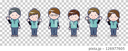 いろいろな人物セット_笑顔_児童支援員 126977605