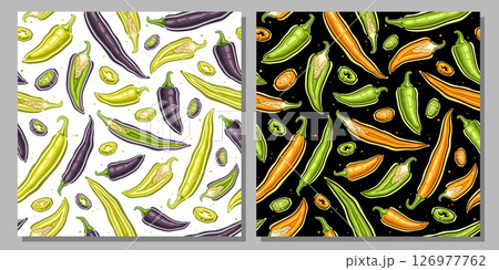 Vector Chili Pepper seamless patterns Vector Chili Pepper seamless patterns 126977762