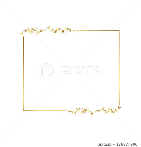 Floral frame with leaves gold border golden warm colo Floral frame with leaves gold border golden warm colo 126977900