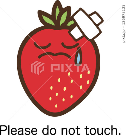 外国人むけに商品のいちごに触ることへの配慮をお願いするイラスト 126978135
