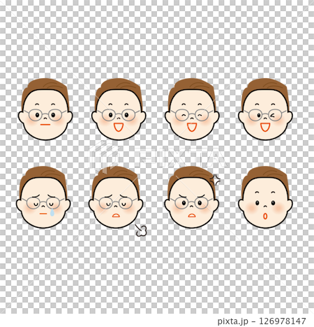 Cute illustration set of male faces 1 126978147