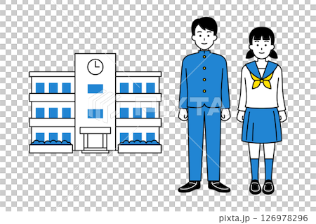 學校建築和男女學生 126978296