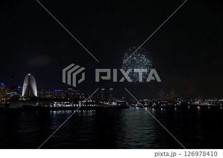 Yokohama Port Festival Fireworks Show Illuminates the Night Sky 126978410