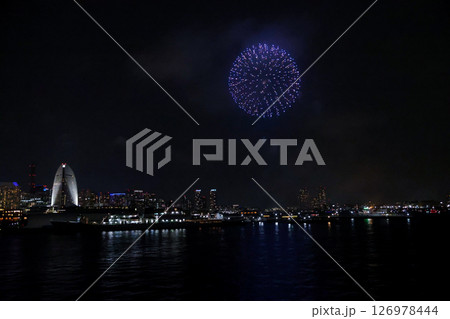 Yokohama Port Festival Fireworks Show Illuminates the Night Sky 126978444