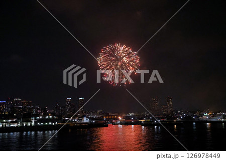 Yokohama Port Festival Fireworks Show Illuminates the Night Sky 126978449