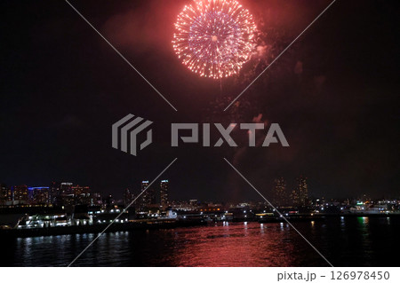 Yokohama Port Festival Fireworks Show Illuminates the Night Sky 126978450
