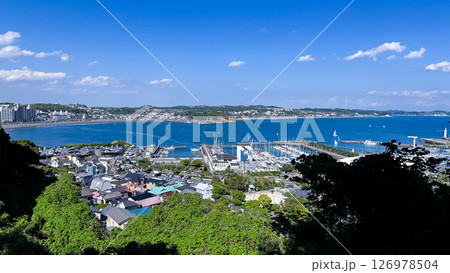 Fireworks display over Yokohama Port during a lively festival celebration at night 126978504