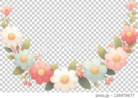 Ornate floral wreath in pastel tones 126978677