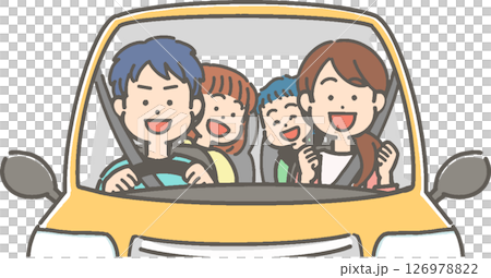 Smiling family driving / Vector illustration of a family Smiling family driving / Vector illustration of a family 126978822