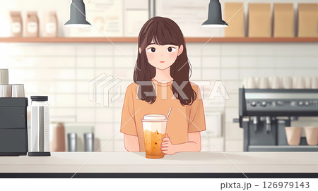 タピオカミルクティーのイラスト 126979143