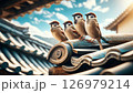 屋根の上のスズメ 126979214