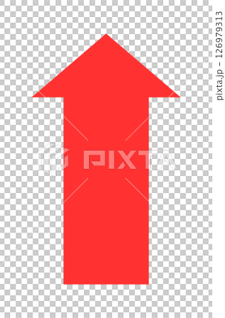 紅色向上箭頭圖示（白色背景） 126979313