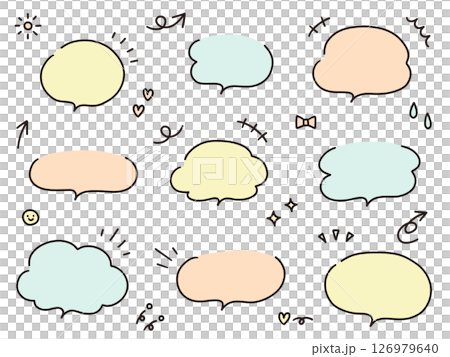 A vector illustration set of simple hand-drawn speech bubbles. Speech bubbles, frames, stylish, doodles 126979640