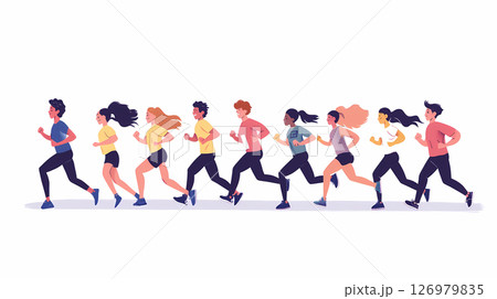 多種類の多さのランニングをする多国籍の人々 126979835