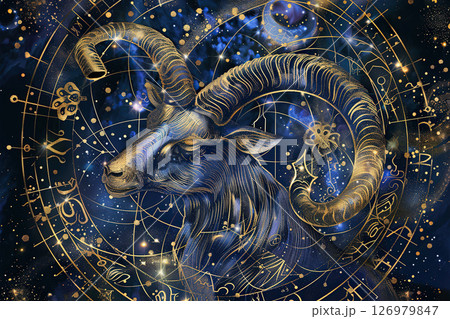 Astrological abstract composition with concept of Capricorn zodiac sign symbol 126979847