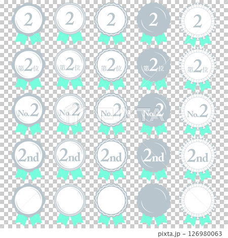 Ranking No. 2 Medal and ribbon rank icon set No.2 Mint green Ranking No. 2 Medal and ribbon rank icon set No.2 Mint green 126980063