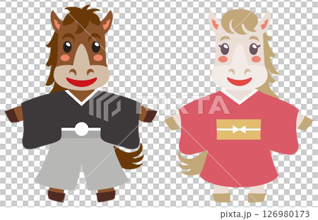 午年のかわいい馬のカップル 126980173