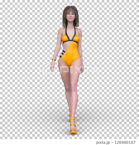 クレオパトラメイクの水着姿の女性 126980187