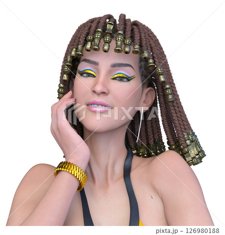 クレオパトラメイクの水着姿の女性 クレオパトラメイクの水着姿の女性 126980188
