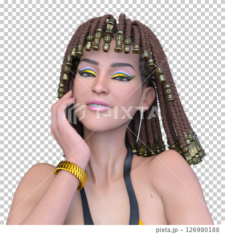 クレオパトラメイクの水着姿の女性 クレオパトラメイクの水着姿の女性 126980188