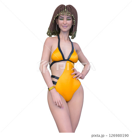 クレオパトラメイクの水着姿の女性 クレオパトラメイクの水着姿の女性 126980190