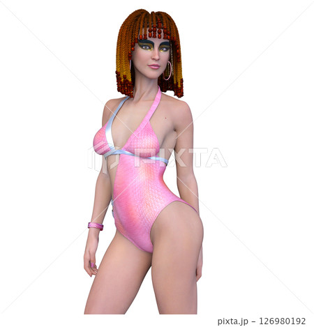 クレオパトラメイクの水着姿の女性 126980192