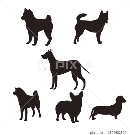 動物　犬　シルエット　シンプル　イラスト　セット 126980293