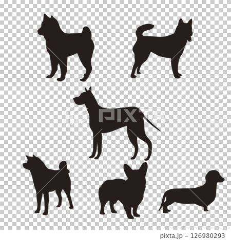 動物　犬　シルエット　シンプル　イラスト　セット 126980293