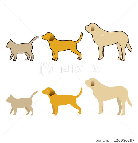 動物　犬　シルエット　シンプル　イラスト　セット 126980297