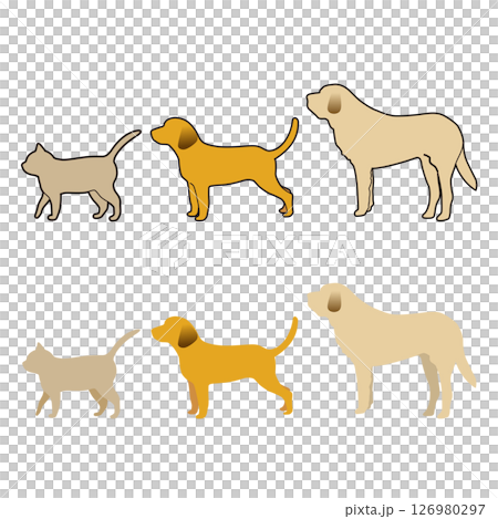 動物　犬　シルエット　シンプル　イラスト　セット 126980297
