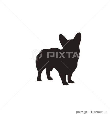 動物　犬　コーギー　シルエット　シンプル　イラスト 126980308