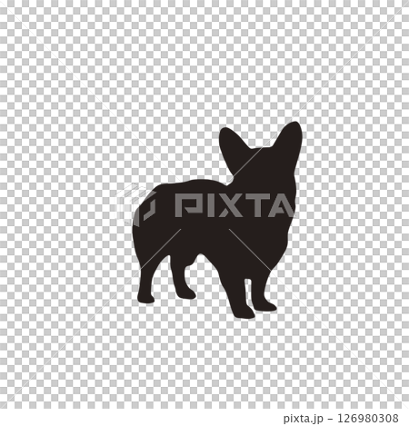 動物　犬　コーギー　シルエット　シンプル　イラスト 126980308