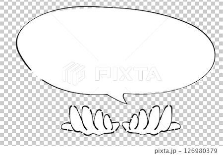 両手を差し出したポーズと吹き出しのイラスト 126980379