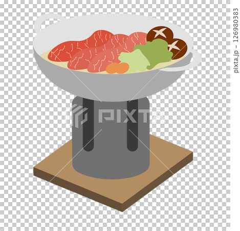 Illustration of a single-serving hotpot (dinner at a ryokan) Illustration of a single-serving hotpot (dinner at a ryokan) 126980383