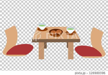 旅館のちゃぶ台とお茶のイラスト 126980396
