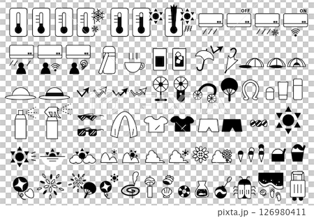 Summer heat prevention and leisure icon set 126980411