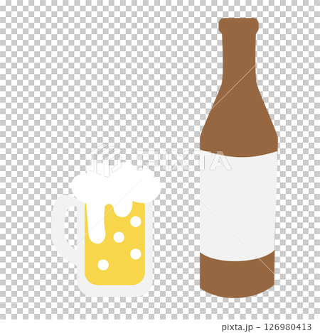 ビールジョッキと瓶ビールのイラスト 126980413