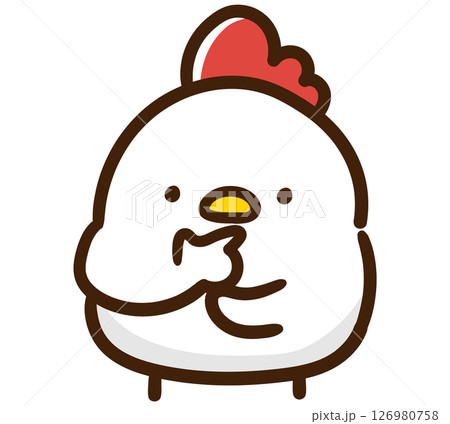 腕を組んで何かを考えるかわいいにわとりのキャラクターのデフォルメイラスト 腕を組んで何かを考えるかわいいにわとりのキャラクターのデフォルメイラスト 126980758