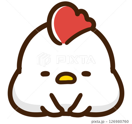 両手をついて土下座をするかわいいにわとりのキャラクターのデフォルメイラスト 126980760