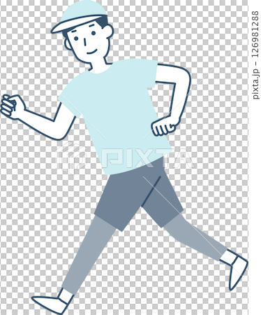 元気に運動する笑顔の男性 126981288