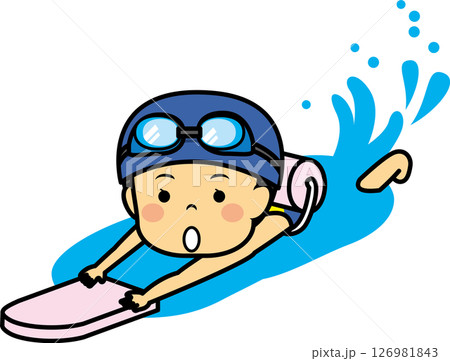 ビート板で泳ぐ女の子供 126981843