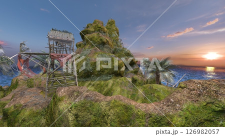 島の突端にある見張り小屋 126982057